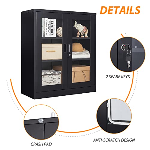 Metal Storage Cabinet with Doors and Shelves, 71" Locking Steel, White L799