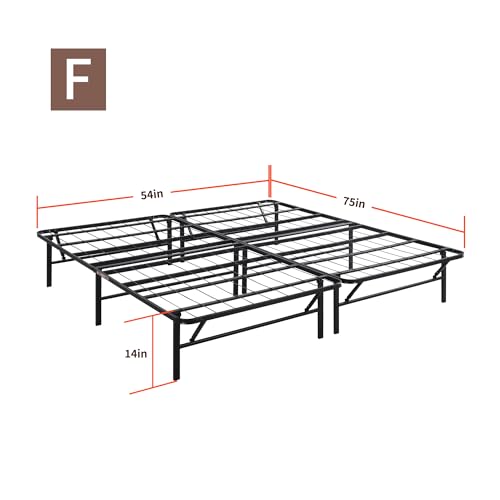 PrimaSleep 18 Inch Heavy Duty Steel Slat Bed Frame, Full, Black P73898