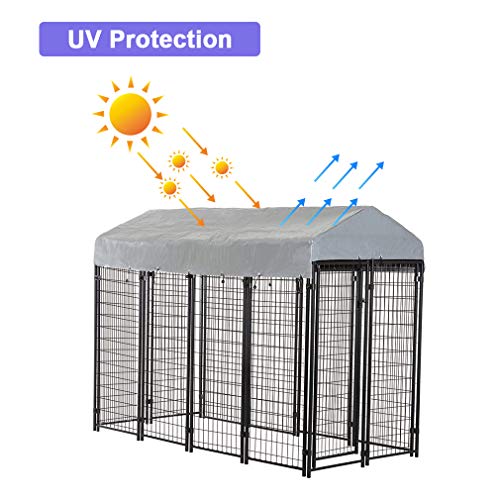 BestPet 8x4x6 Ft Outdoor Dog Kennel with Waterproof Cover Z82451