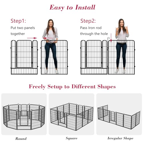 Dog Playpen 32 Inch 10 Panels Outdoor Dog Fence with Lock C803