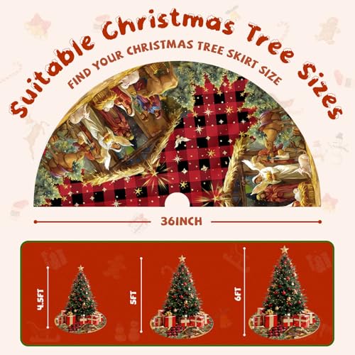 Christmas Tree Skirt 36 Inch with Snowman Reindeer Santa Snowflake L183244