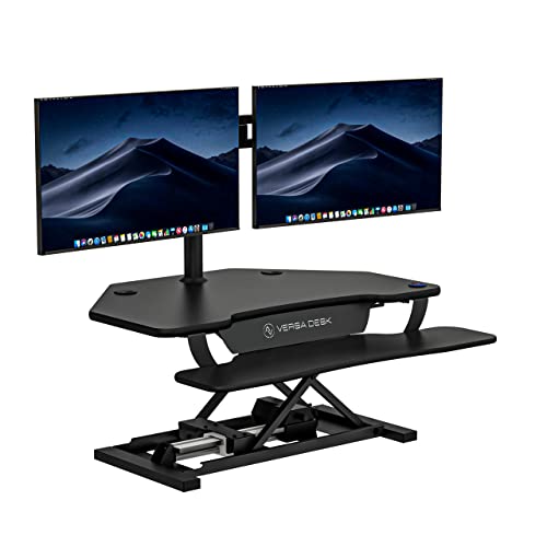 VERSADESK® PowerPro™ 36" Corner Standing Desk Converter with Keyboard Tray, Black O892