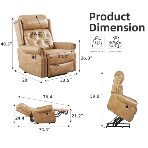 Oversized Power Lift Recliner Chair for Elderly with Massage and Heat T36815