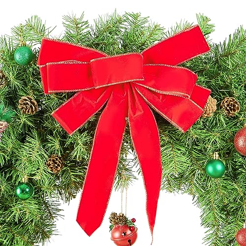 Yaheetech 48in Pre-lit Artificial Christmas Wreath with Red Bow, 200 LED Lights Y257427