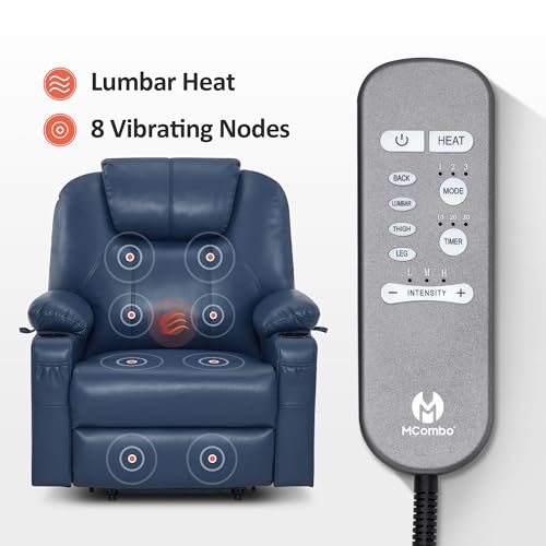 MCombo Power Lift Recliner Chair for Elderly with Heat and Massage, Faux Leather, Black V60394