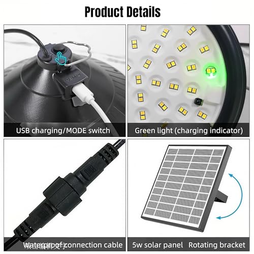 Solar Chicken Coop Light with Timer, Warm LED, IP66 Waterproof, 16.4ft Cord O57147