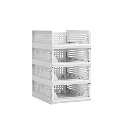 Stackable Plastic Storage Basket Closet Organizer Bin N733470