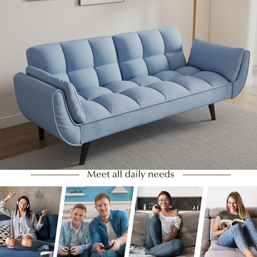 74" Modern Velvet Convertible Sleeper Futon Sofa Bed with Memory Foam, Black Z895656