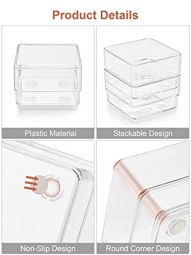 SMARTAKE 37-Piece Drawer Organizer with Non-Slip Silicone Pads, Clear G12759