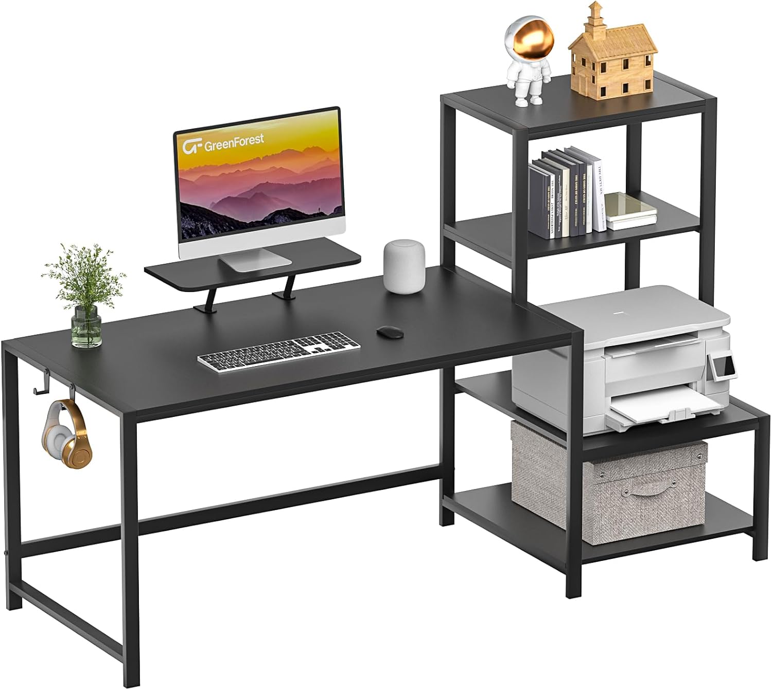 GreenForest Computer Desk with Monitor Stand, 39 Inch Black Y11207