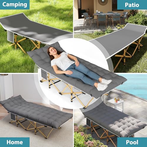 Folding Camping Cot for Adults, Heavy Duty with Carry Bag, Portable Outdoor Travel Cot E9127