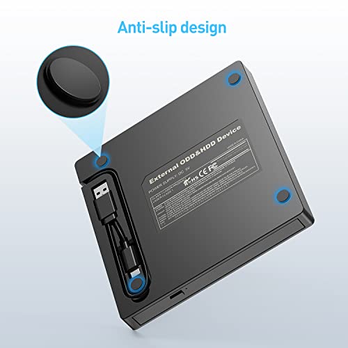 External CD DVD Drive for Laptop, USB 3.0 Type-C, Slim Portable Burner T70166