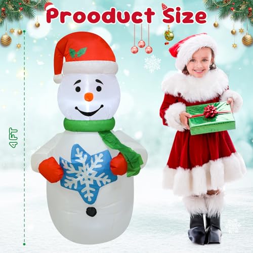 4 FT Christmas Snowman Inflatable with LED Lights Indoor Outdoor Decor E952