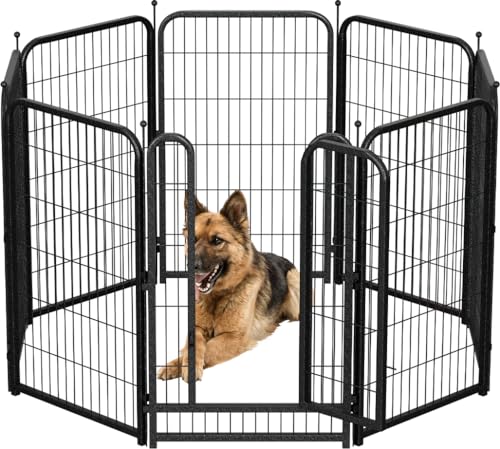 Metal Dog Playpen 40 Inch Height 16 Panels Indoor Outdoor Black-Silver W932257