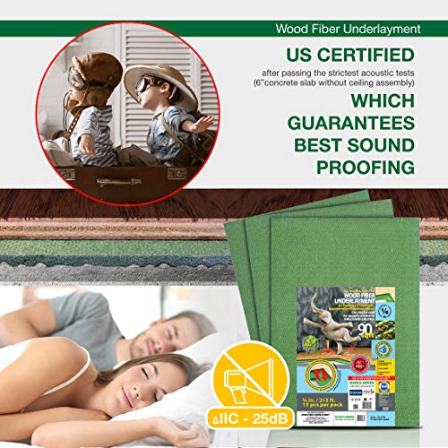 Wood Fiber Flooring Underlayment 3mm 40 Sq Ft for Laminate Vinyl Hardwood M70132