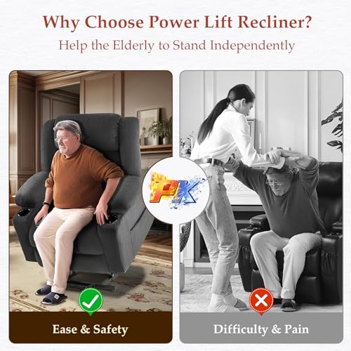 Power Lift Recliner Chair for Elderly with Heat and Massage, Grey R7895