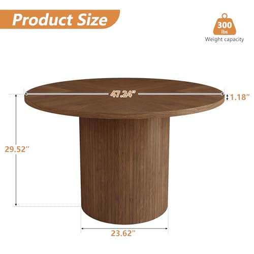 47 inch Round Dining Table with Storage Shelf (Walnut) N502088