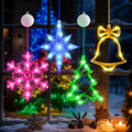 5Pack Christmas Window Lights Snowflake LED with Timer Battery Powered U214