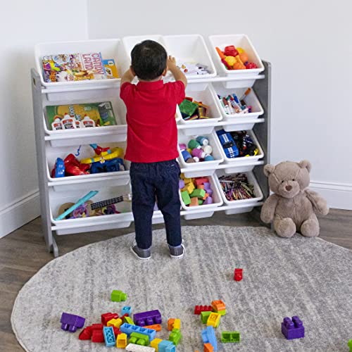 Humble Crew Supersized Toy Storage Organizer with 16 Removable Bins, Grey/White D772791