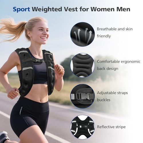 8lb-20lb Adjustable Weighted Vest for Men Women with Reflective Stripe N590