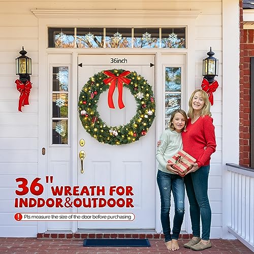 VINGLI 48 Inch Pre-lit Artificial Christmas Wreath with 150 LED Lights T885