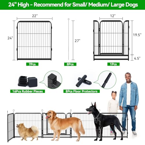 Dog Playpen Outdoor Extra Wide 12 Panels Heavy Duty 40" Height with Doors Portable G77703
