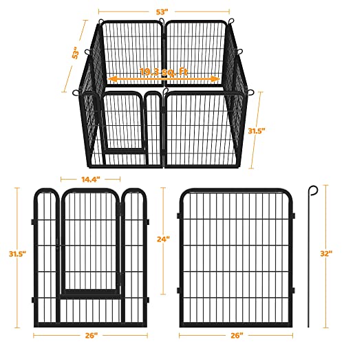 Yaheetech 8 Panels Dog Playpen, Metal 32" Dog Fence with Storage Bag S858