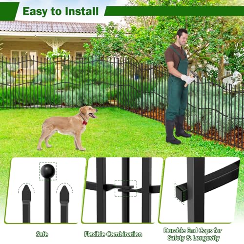 8 Panels Tall No Dig Garden Fence 40in H x 18ft L Rustproof Metal Barrier H7450
