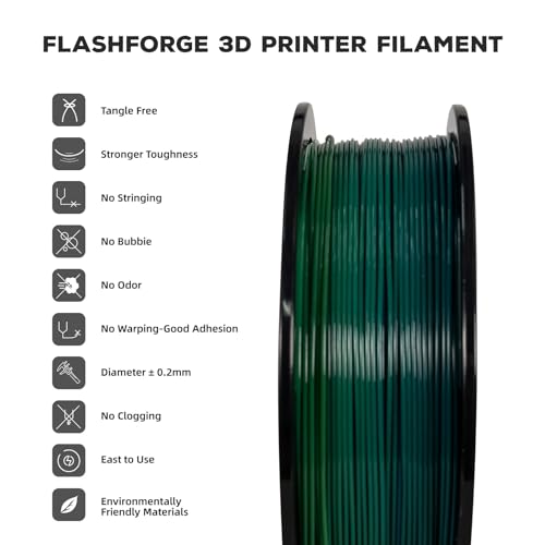 FLASHFORGE PLA Filament 1.75mm Burnt Titanium, Color Changeable 3D Printer Filament 1kg T433110
