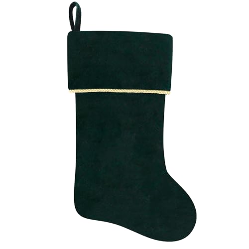 20 Inches Initial Monogram Blue Velvet Christmas Stocking with Gold Trim U394