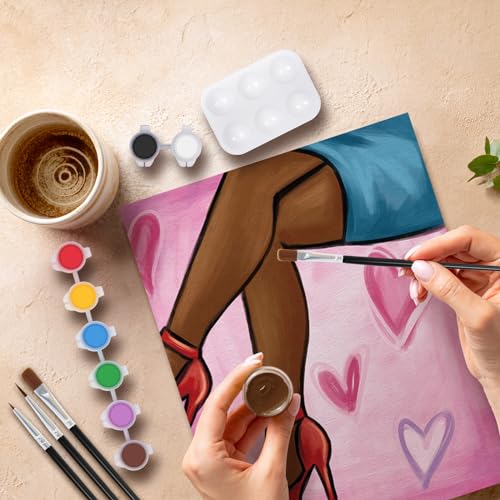 VOCHIC 2 Pack Sip and Paint Kit, Pre Drawn Canvas for Adults, Couple Shoes Love Theme S8145