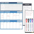 Magnetic Whiteboard for Fridge: Reusable Dry Erase Planner Board, 2 Sheets of Weekly Calenders, Habit Tracker, Memo Pad and to Do List for Refrigerator, 4 Dry Erase Markers - 5 Sheets, 4x10"