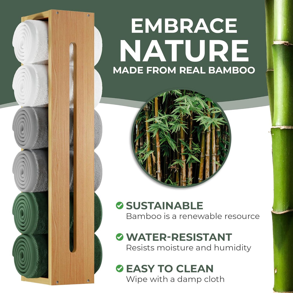 Wooden Bamboo Towel Rack Wall Mounted for Bathroom D4272