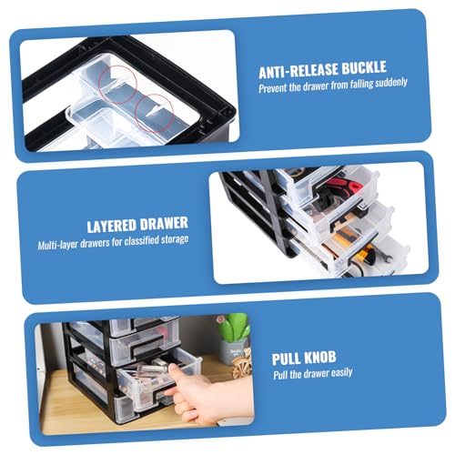 Angoily 4 Drawer Desk Organizer, Plastic Storage Box for Office and Bathroom D28845