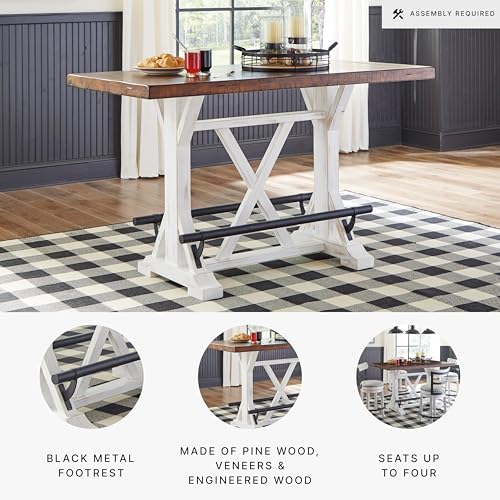 Signature Design by Ashley Valebeck Rustic Farmhouse 36" Counter Height Dining Table Y946