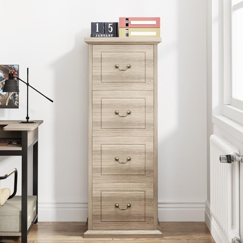 Tribesigns 4-Drawer Vertical File Cabinet for Home Office, Walnut E683