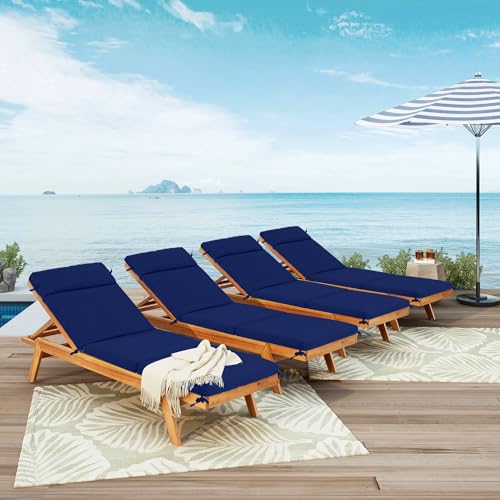 Chaise Lounge Cushion 72x21x3 Inch Set of 2 Outdoor Patio Cream B783089