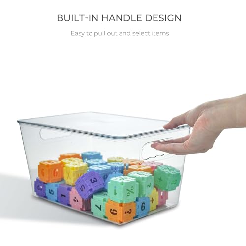 6 Pack Clear Stackable Storage Bins with Lids for Kids Toys J28474