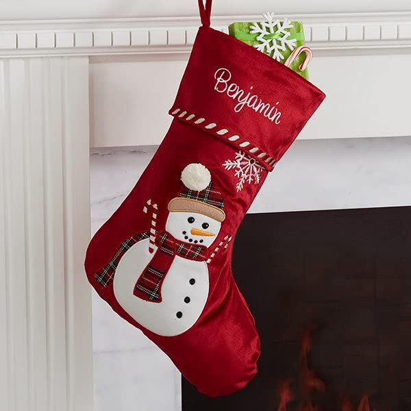 Personalization Universe Personalized Snowman Christmas Stocking with Custom Embroidered Name, 18" E97440