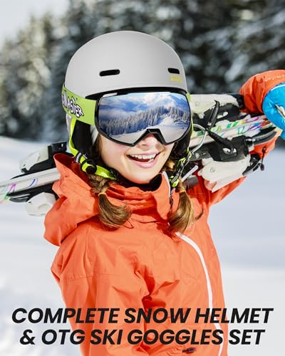 OutdoorMaster Kids Ski Helmet and Goggles Set, Snowboard Helmet F7755