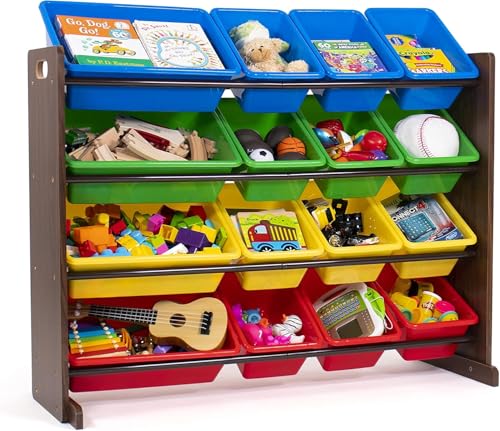 Humble Crew Supersized Toy Storage Organizer with 16 Removable Bins, Grey/White D772791