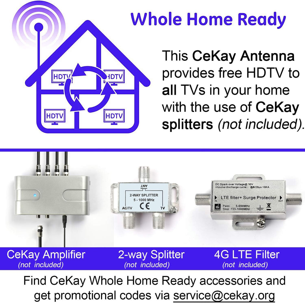 CeKay Digital HD TV Antenna Outdoor Attic 360 Rotation Wireless Remote 200 Miles Range 4K VHF UHF X67490