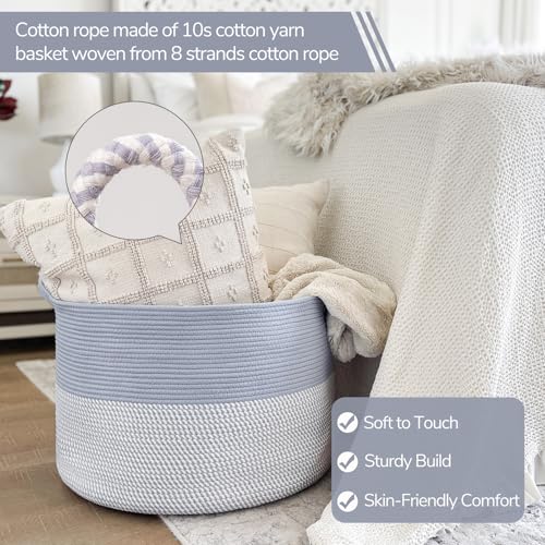 INDRESSME Large Cotton Rope Storage Basket with Handles, 90L Grey R37552