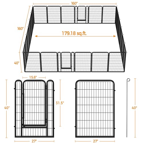 Yaheetech Dog Playpen Outdoor 40 Inch 8 Panels Metal Pet Fence I4784