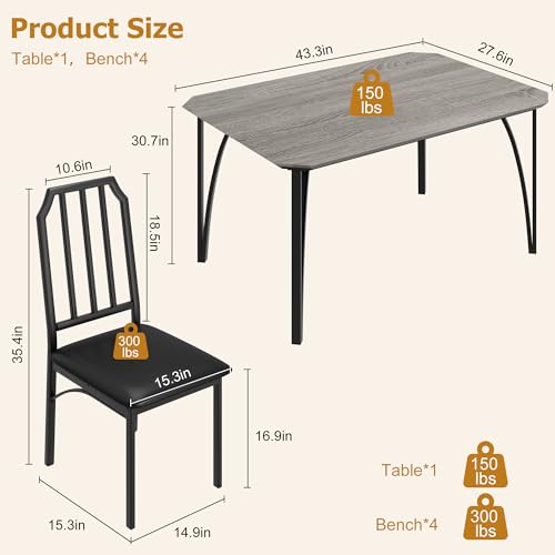 GAOMON Dining Table Set for 2 with Cushion Seats, Rustic Brown L77092