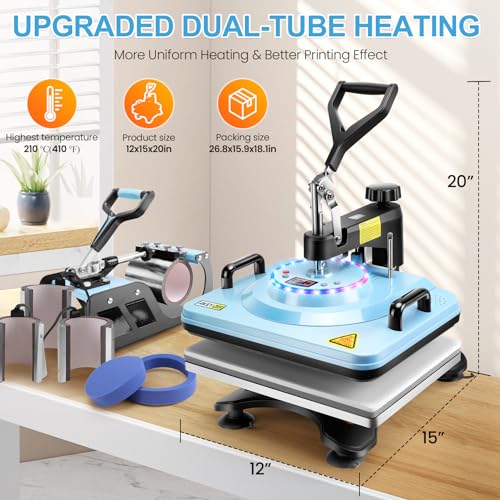 AKEYDIY Heat Press Machine 12''x15'' for T Shirts, Mugs, Plates, Caps U3681