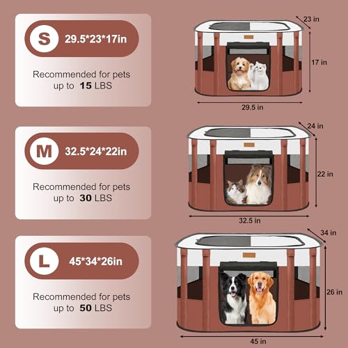 Dog Playpen Foldable Pet Tent with Carrying Bag for Indoor Outdoor Travel E336924