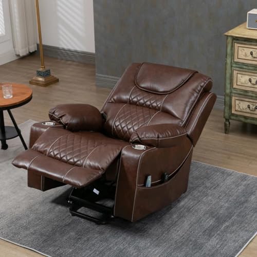 Lift Chair Recliner with Massage and Heat, Heavy Duty for Seniors, Brown V12888