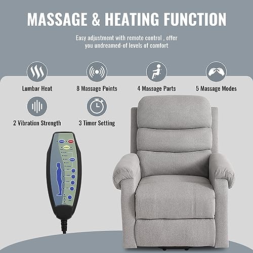 Power Lift Recliner Chair for Elderly with Heat and Massage, Dark Blue Y6453