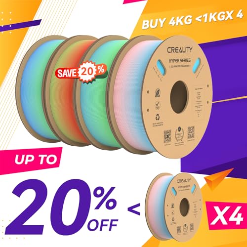 Creality Hyper PLA Filament 1.75mm High Speed 3D Printer Filament, 4 Pack 1kg Spool, Black & White K3786